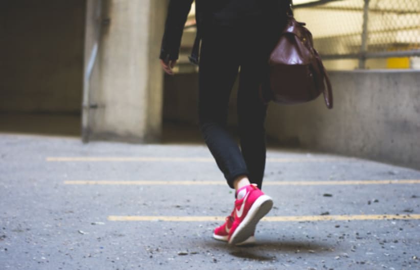 walking to work in Nike shoes