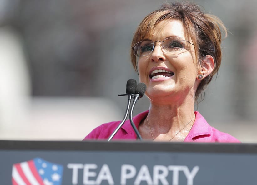 WASHINGTON, DC - SEPTEMBER 09:  Former vice presidential candidate Sarah Palin addresses a rally against the Iran nuclear deal on the West Lawn of the U.S. Capitol September 9, 2015 in Washington, DC. (Photo by Chip Somodevilla/Getty Images)
