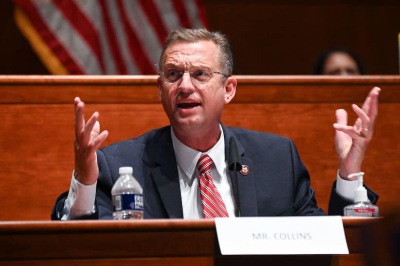 WASHINGTON, DC - JUNE 17:  Representative Doug Collins, a Republican from Georgia, speaks during a House Judiciary Committee markup on H.R. 7120, the "Justice in Policing Act of 2020,"  on June 17, 2020, in Washington, D.C. The House bill would make it easier to prosecute and sue officers and would ban federal officers from using choke holds, bar racial profiling, end "no-knock" search warrants in drug cases, create a national registry for police violations, and require local police departments that get federal funds to conduct bias training.  (Photo by Erin Scott-Pool via Getty Images)