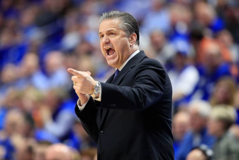 LEXINGTON, KENTUCKY - MARCH 03:   John Calipari the head coach of the Kentucky Wildcats gives instructions to his team against the Tennessee Volunteers at Rupp Arena on March 03, 2020 in Lexington, Kentucky. (Photo by Andy Lyons/Getty Images)