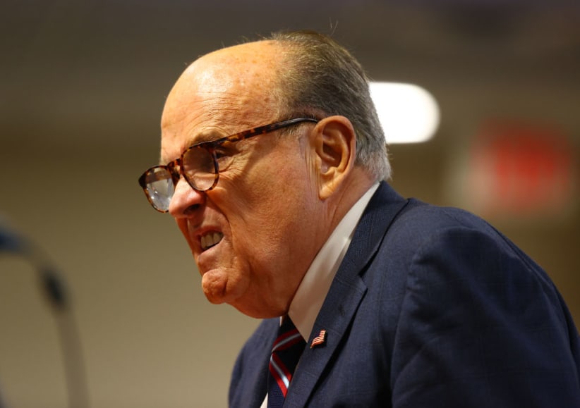 LANSING, MI - DECEMBER 02:  U.S. President Donald Trump's personal attorney Rudy Giuliani speaks during an appearance before the Michigan House Oversight Committee on December 2, 2020 in Lansing, Michigan. Guiliani and the president's legal team are claiming widespread voter fraud in Michigan and other closely contested states in the November 3 presidential election. The hearing will not change results of the vote in Michigan, which has already been certified.  (Photo by Rey Del Rio/Getty Images)