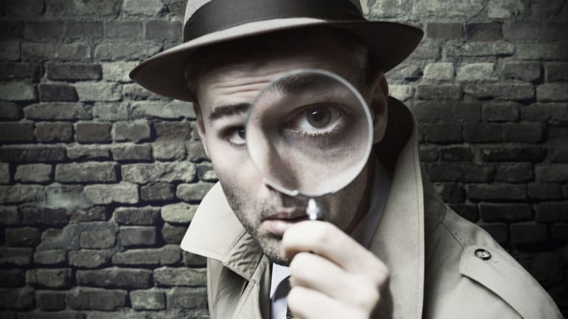 Black and white image of hardboiled detective