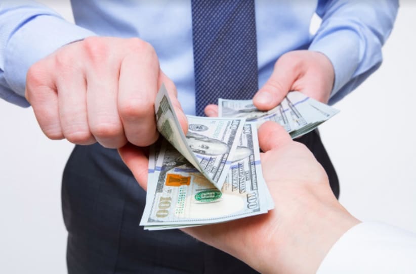 handing out cash, money for a side hustle or job