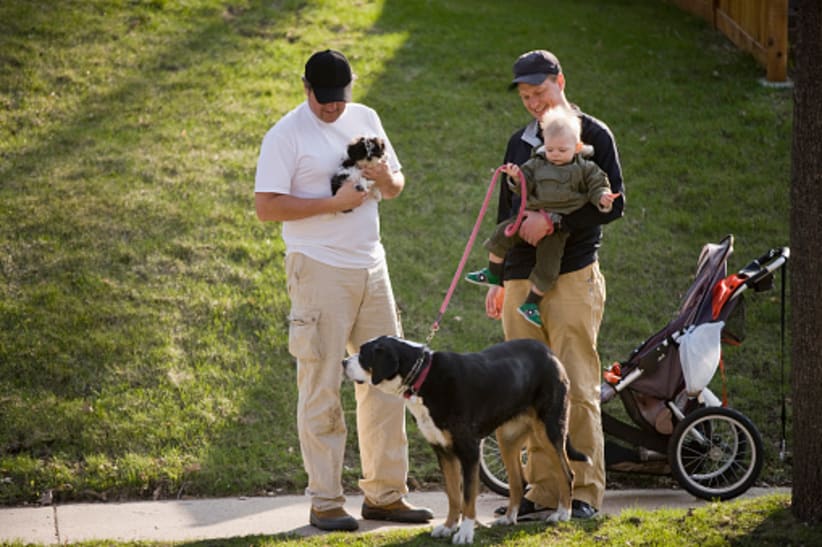Neighbors out for a walk