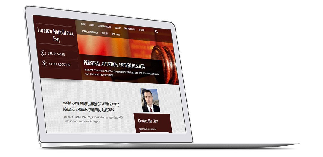 Hartley law office website screenshots on laptop device