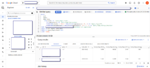 Google BigQuery SQL interface dashboard.